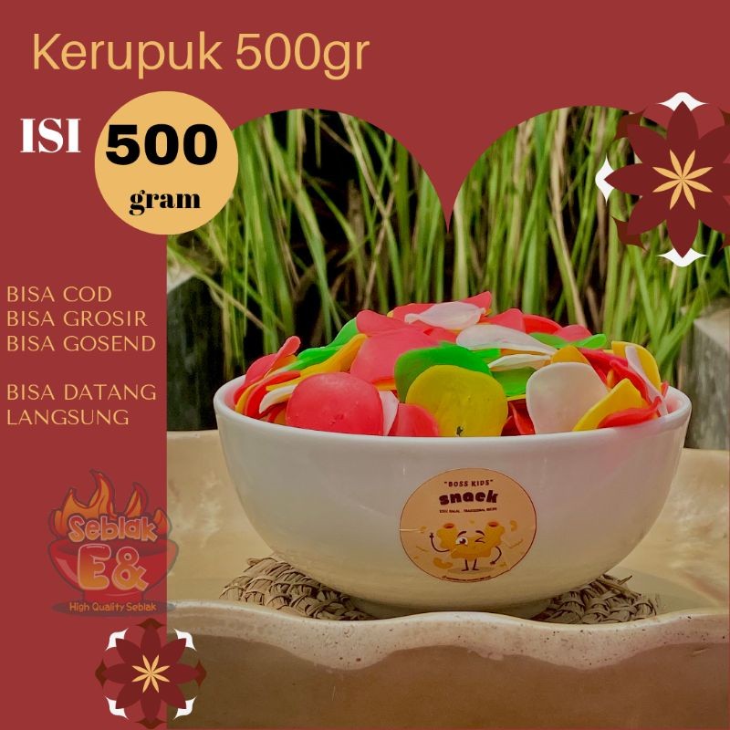 

Kerupuk warna warni oren 500 gram setengah kilo