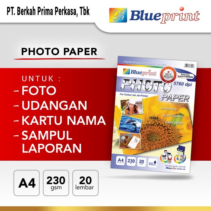 

Kertas Foto A4 BLUEPRINT Glossy Photo Paper 230 Micron VARIAN - Matahari