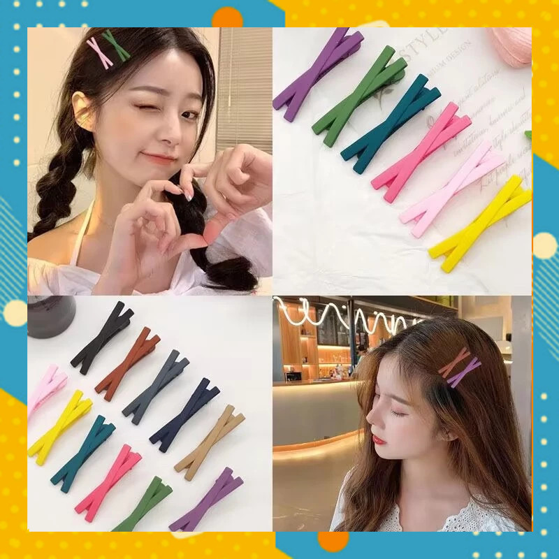Jepitan Rambut SILANG X Doff Warna Cantik Kecil Mini Jepit Cepol Korea Lucu SC4436C3