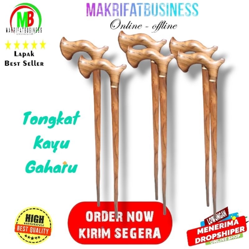 MAKRIFATBUSINESS Tongkat Jalan Kayu Alat Bantu Jalan Kayu Gaharu