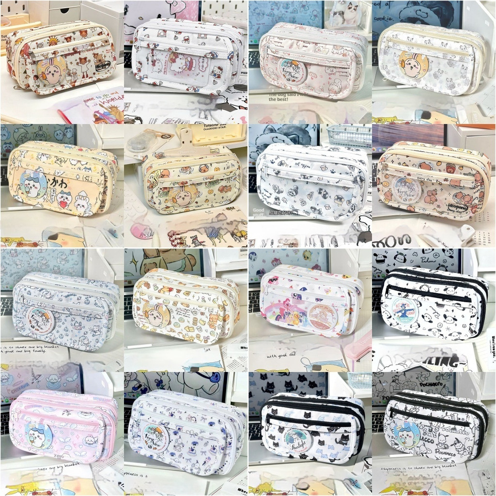 

New Large Capacity Multifunctional Cartoon Pencil Case Cute Pochacco Kt Cat Printed Pattern Pencil Box School Supplies Gifts