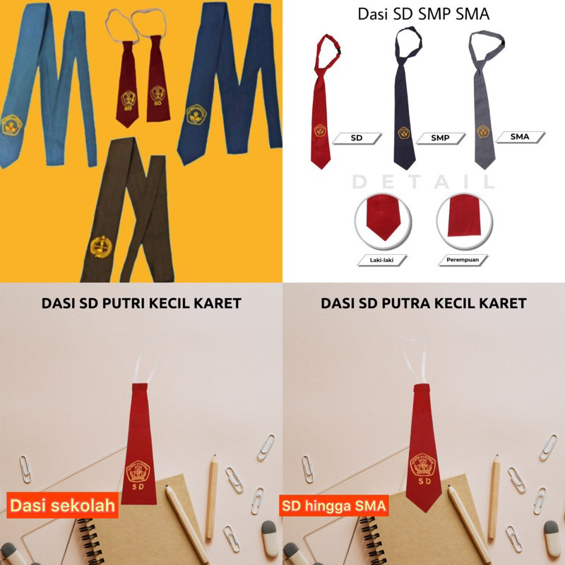 (TOS) Dasi Panjang Seragam Sekolah SD SMP SMA MA MTS PRAMUKA HITAM POLOS Bordir Sablon