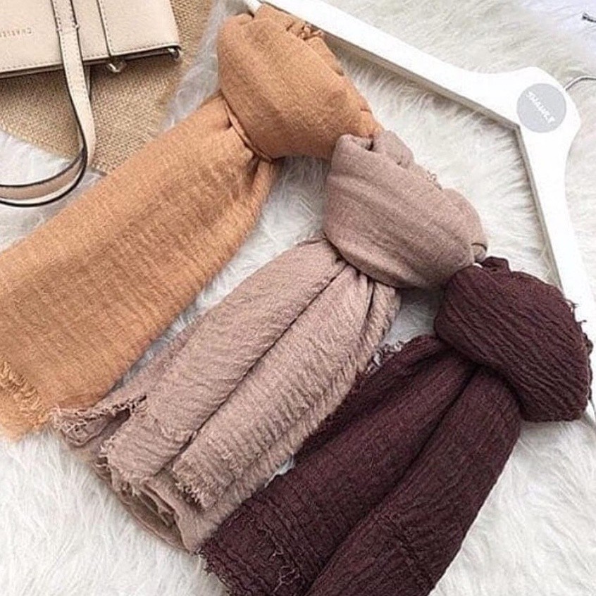 Pasmina Crinkle Jumbo  Kerudung Pashmina Crincle Import   Hijab Pasmina Kusut  Jilbab Phasmina Shawl