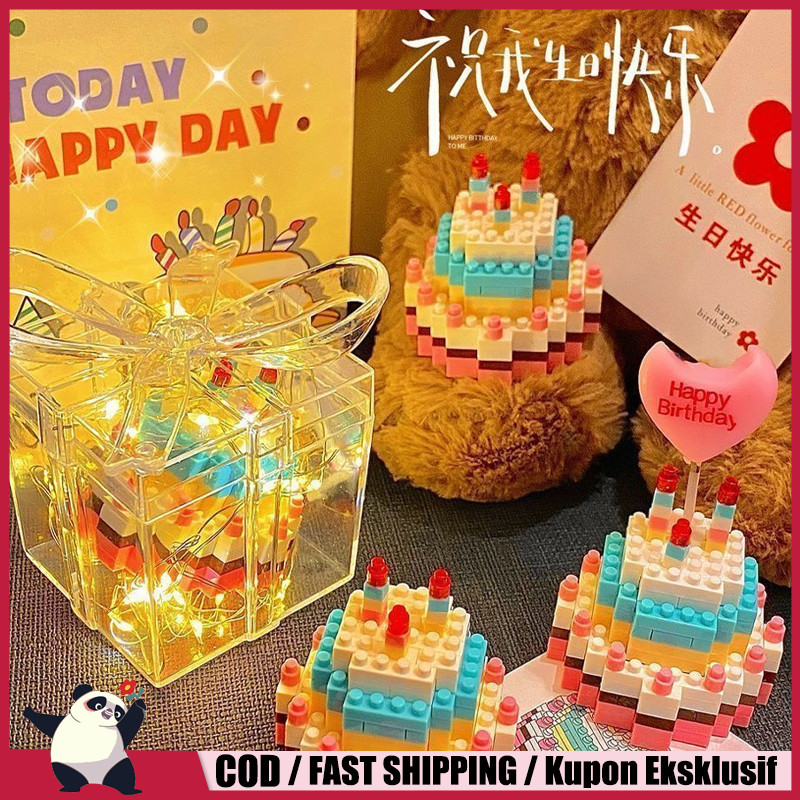 Nano Block Cake Gift Box / Mainan Blok Balok Susun Mini Cake / Kue Ulang Tahun Building Bricks Hadia
