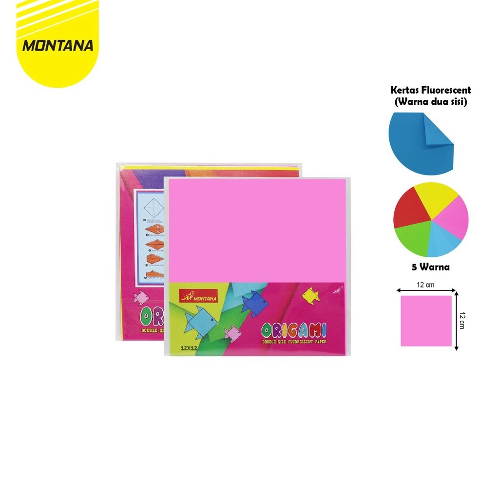 

MONTANA Kertas Lipat Origami Warna 12 x 12 cm 20 Lembar Multiwarna Folded Paper