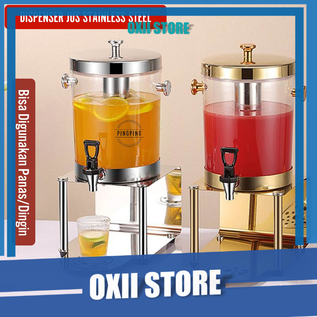 Dispenser Minuman Stainless Steel untuk Komersial dan Rumah Tangga dengan Keran, Mesin Jus Buah, Jer