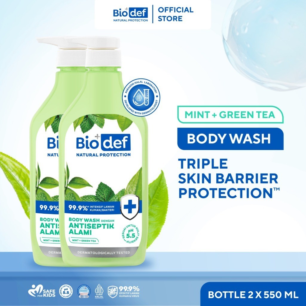 [TWINPACK] Biodef Sabun Mandi Cair Botol Pump 550ml x 2pcs |Sabun Mandi Cair Untuk Whitening Meredak