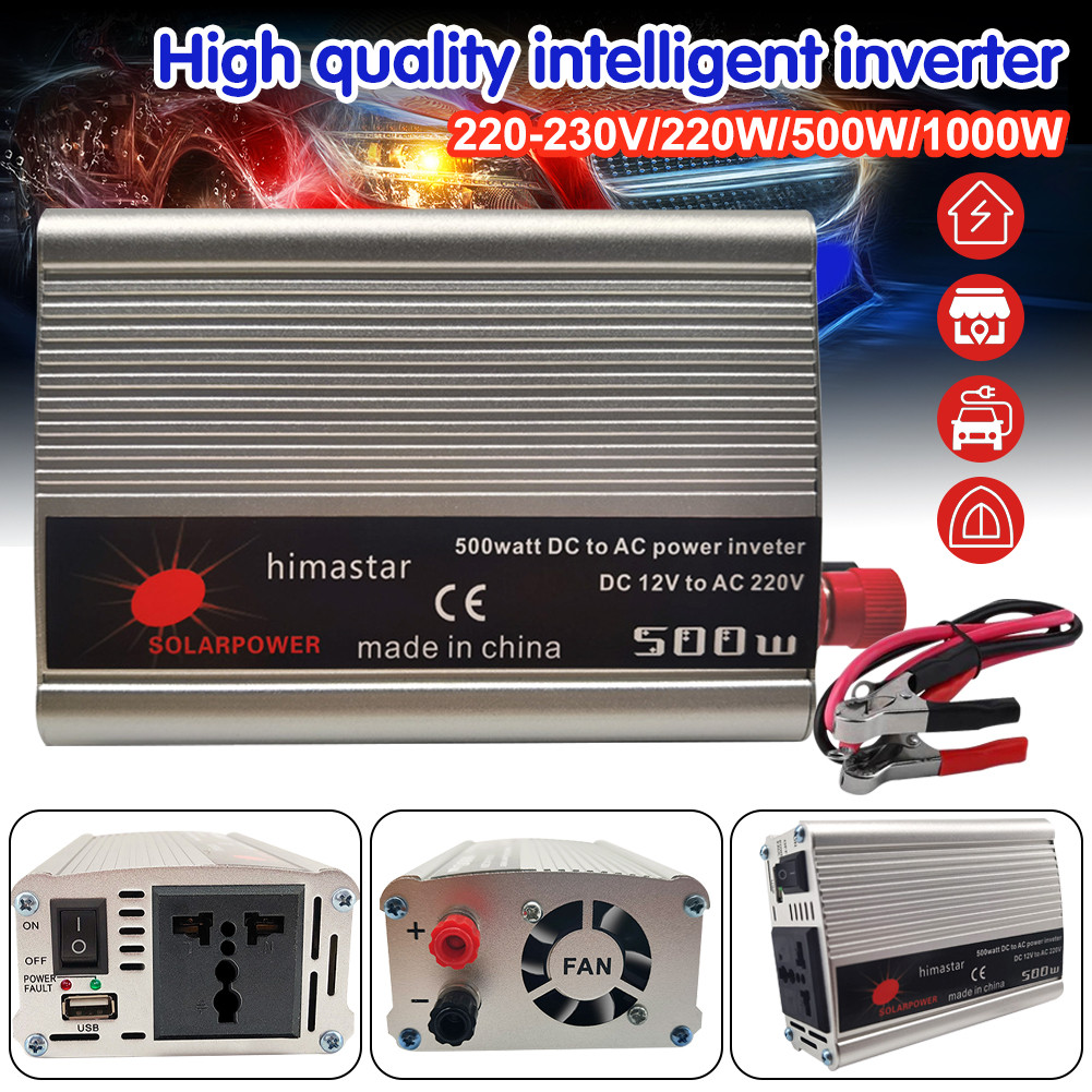 LCD Display Car INVETER 12V/24V TO 220V 500w 1000w 12V DCTo 220-230V AC Car Solar Power Inverter inv