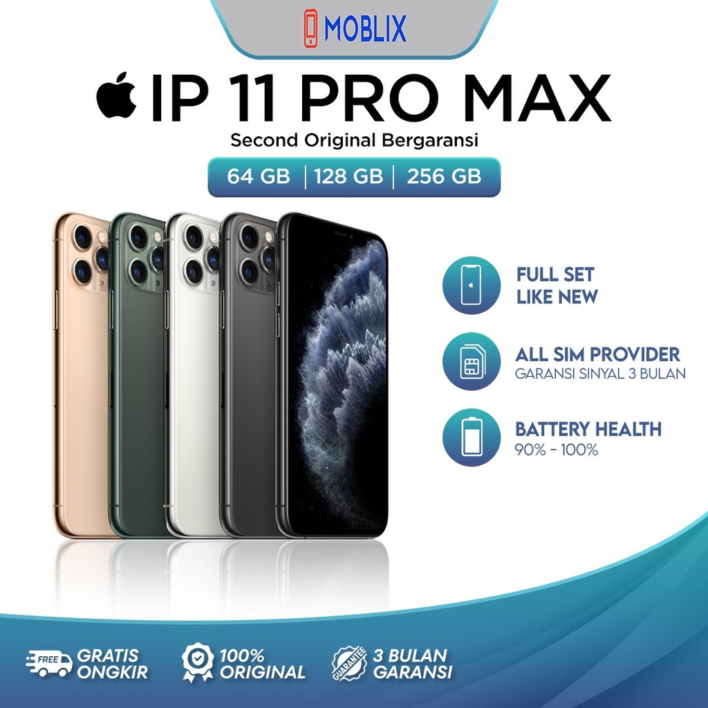 iPhone 11 Pro Max 64GB 256GB Tangan Kedua100%ORI LCD Mulus Normal Fulset Kondisi Perfect