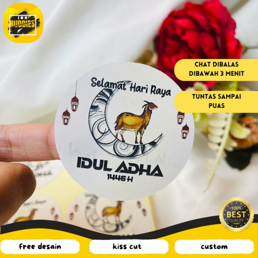 

INB 5-8 Sticker Selamat Hari Raya Idul Adha Sticker Lebaran Haji Toples Cookies Free Desain Custom