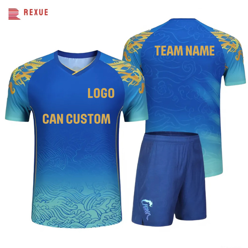 2024 Championship Blue Table Tennis Shirt Shorts China Dragon Badminton Clothes Set Men Women Child 
