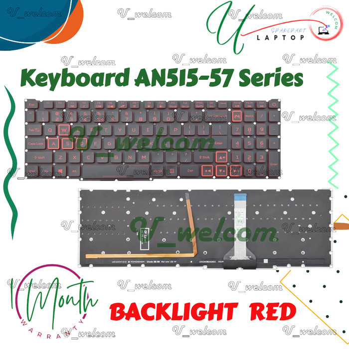 Keyboard NITRO 5 AN515-45 57 PH315-54 PH515-54 PH317-51 AN515-53TK Font Merah Lampu