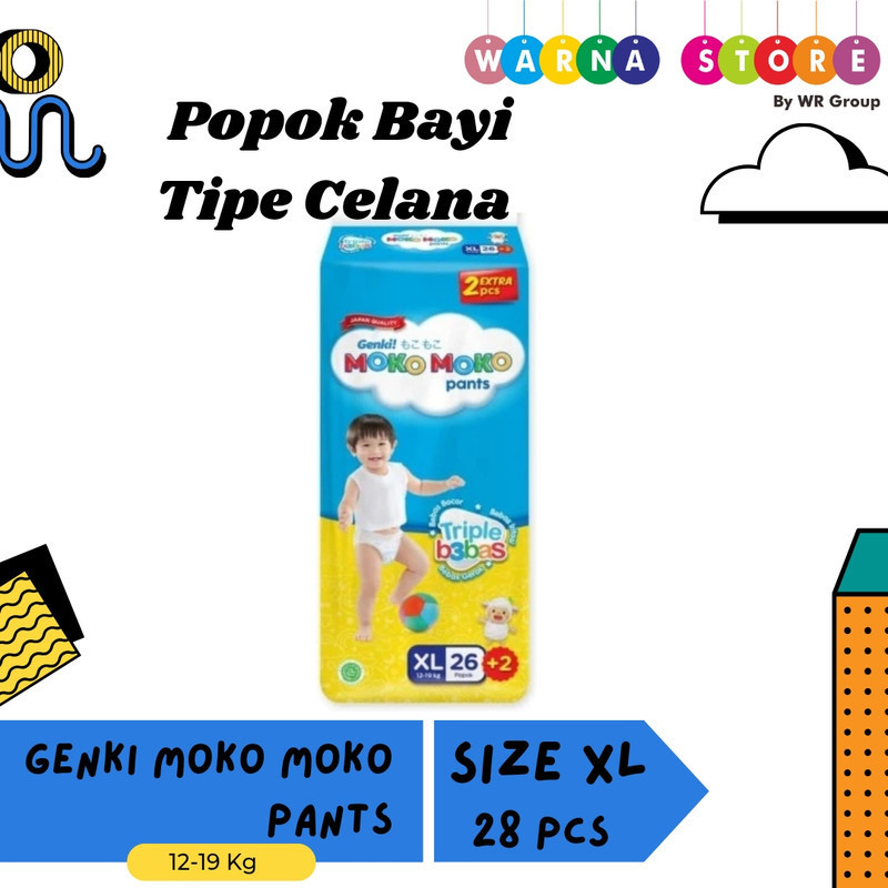 WARNA Moko Moko Pants XL28 / Moko Moko XL28 / Moko Moko Celana XL 28 /  Genki Moko Moko XL 28