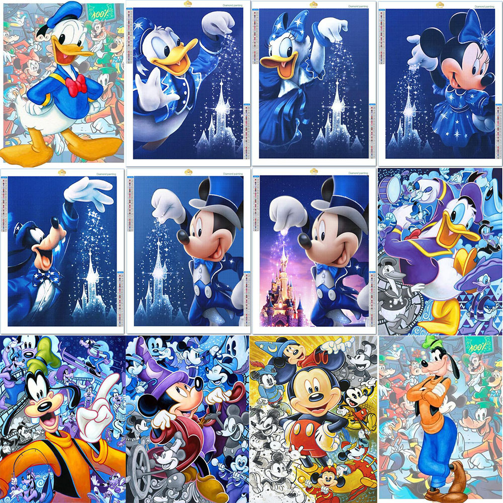 

Disney Diamond Painting Cross Stitch Disney Mickey 5D DIY Diamond Embroidery Full round Rhinestone Of Picture Gift