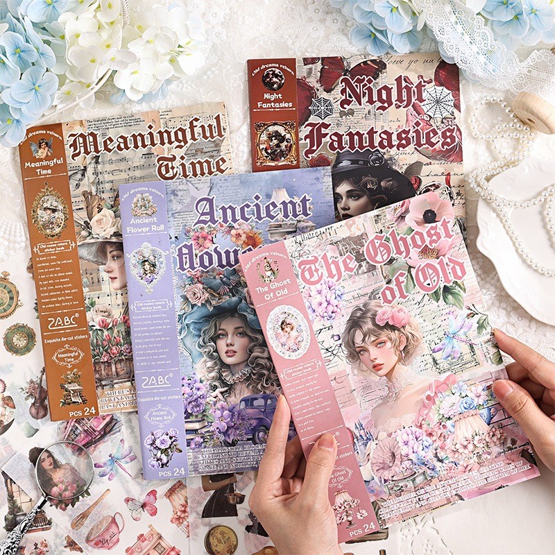 

[Gongjin] 24 Lembar Sticker Book Old Dreams Return ODR Stiker Vintage Bule Barat Buku Set