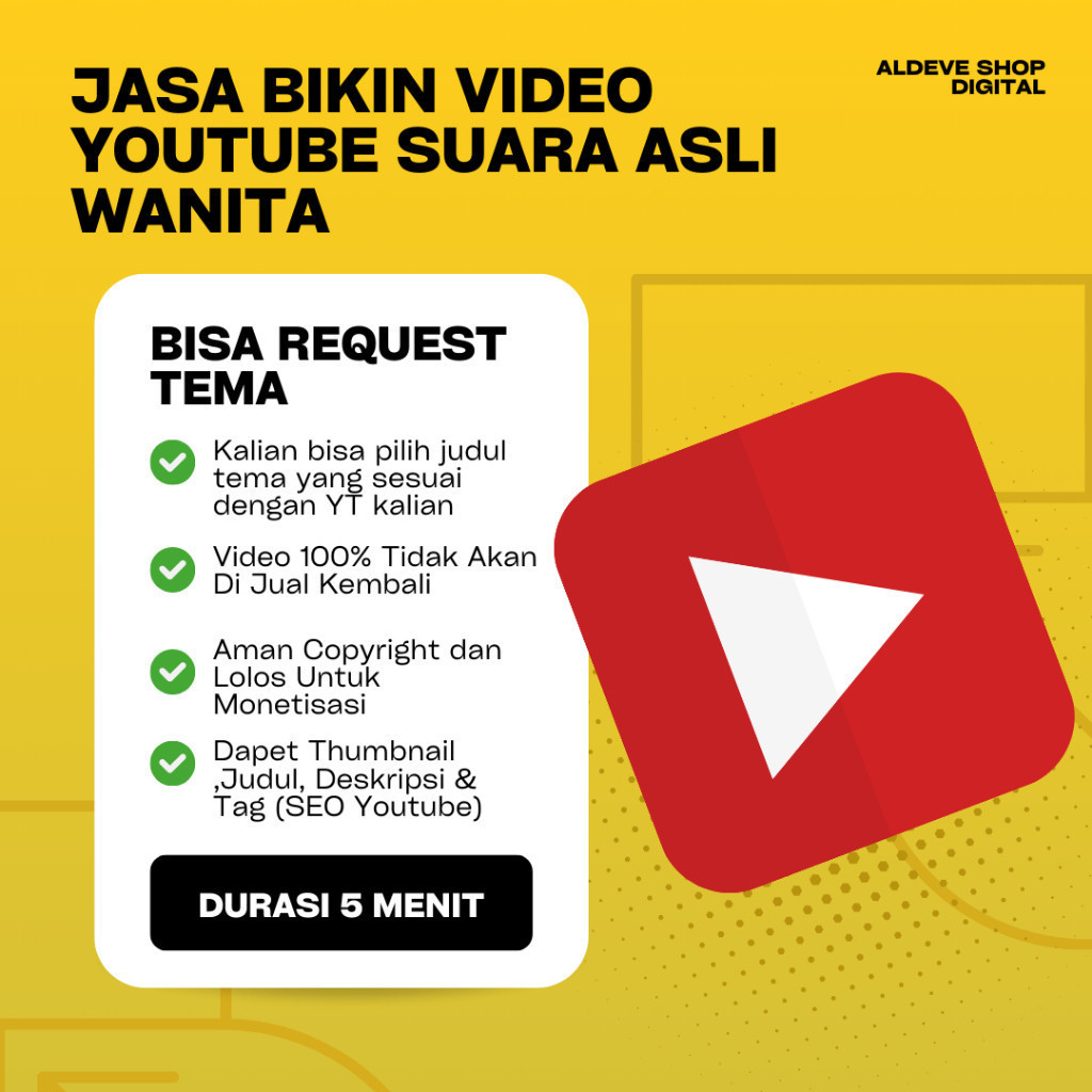 Jasa buat konten youtube bebas copyright Suara asli wanita (bisa request tema) durasi 5 menit sudah 