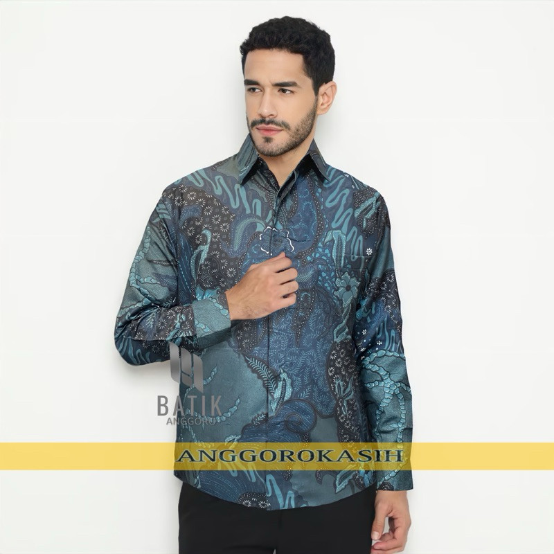 BAHAN PREMIUM / Kemeja Batik Pria Hijau Botol Slimfit Terbaru Lengan Panjang Modern