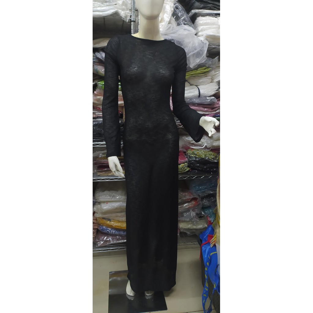 long dress maxi pantai wanita see through / backless dress cover up - Hitam, S
