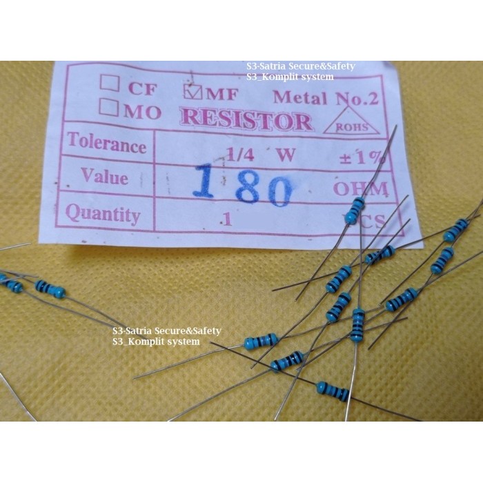 Biru MF 180 ohm Resistor R 1/4 W watt Metal Film 180ohm R180