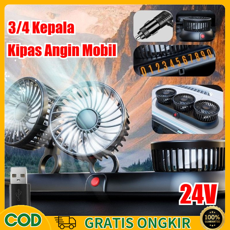 【COD】Kipas Mobil 24 Volt / Kipas Angin Mobil / Car Fan/Kipas Angin Portable Mobil Gantung/ Kipas Das