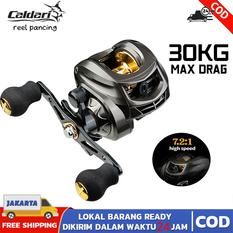 CALDARI  Fishing Reel  Fishing Rod Set  Pancing BC Reel 7.2:1 Metal Fishing Reel Max Drag 8kg Sistem