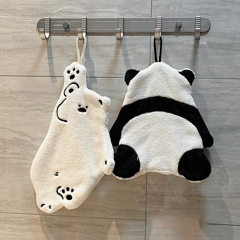 

Cartoon Little Panda Hand Towel, Children's Hanging Absorbent Towel, Polar Bear Shaped, Bathroom Wiping