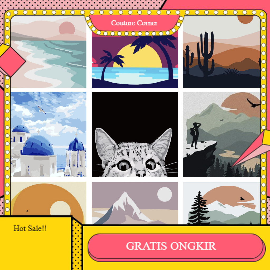 

【CORNER1】PROMO!! DIY Oil Painting Mini 20x20cm Paint By Number Kit with Frame