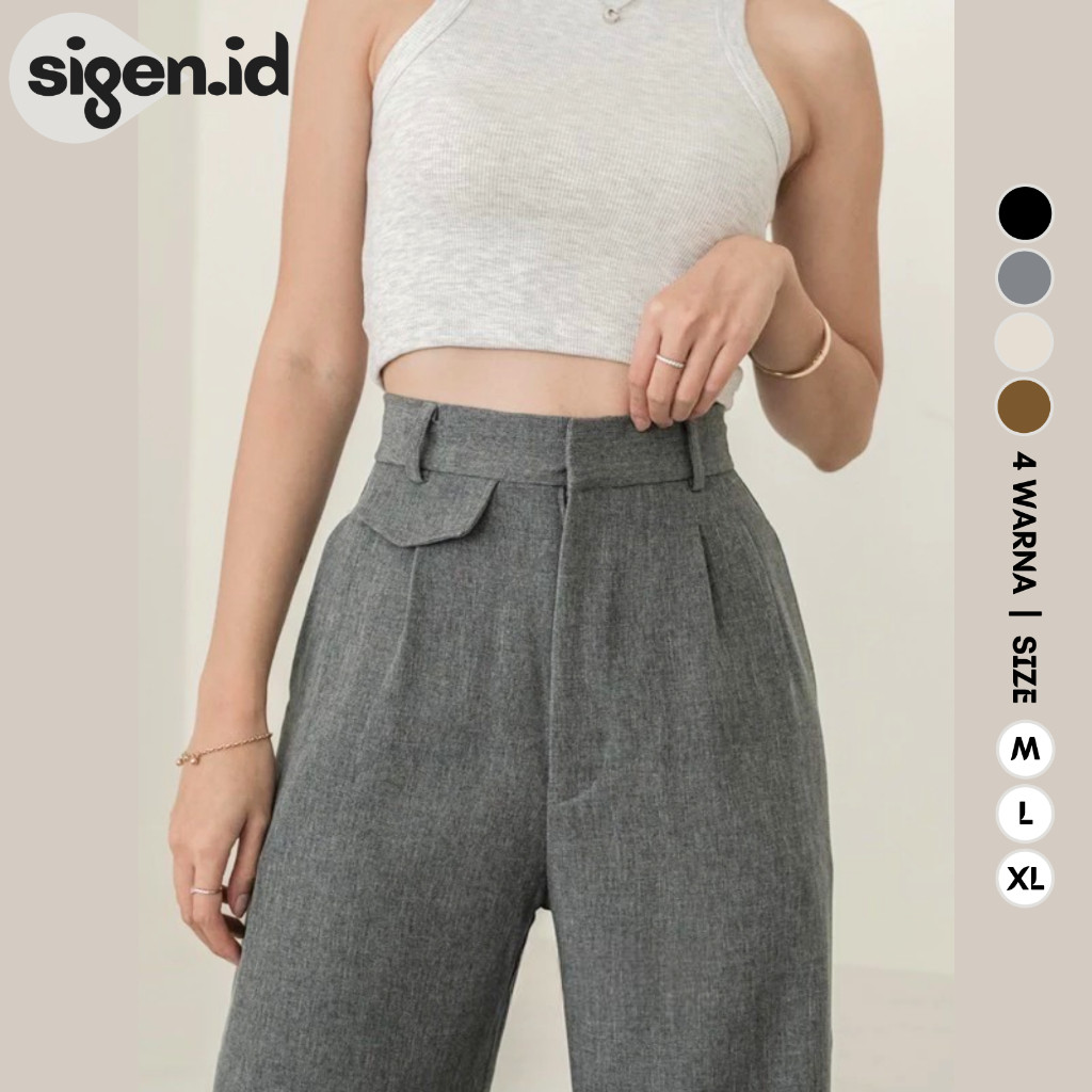[FLASH SALE] Oro Pants Celana Kulot Highwaist Wanita Warna Hitam Abu Abu Coklat Beige NOLS04