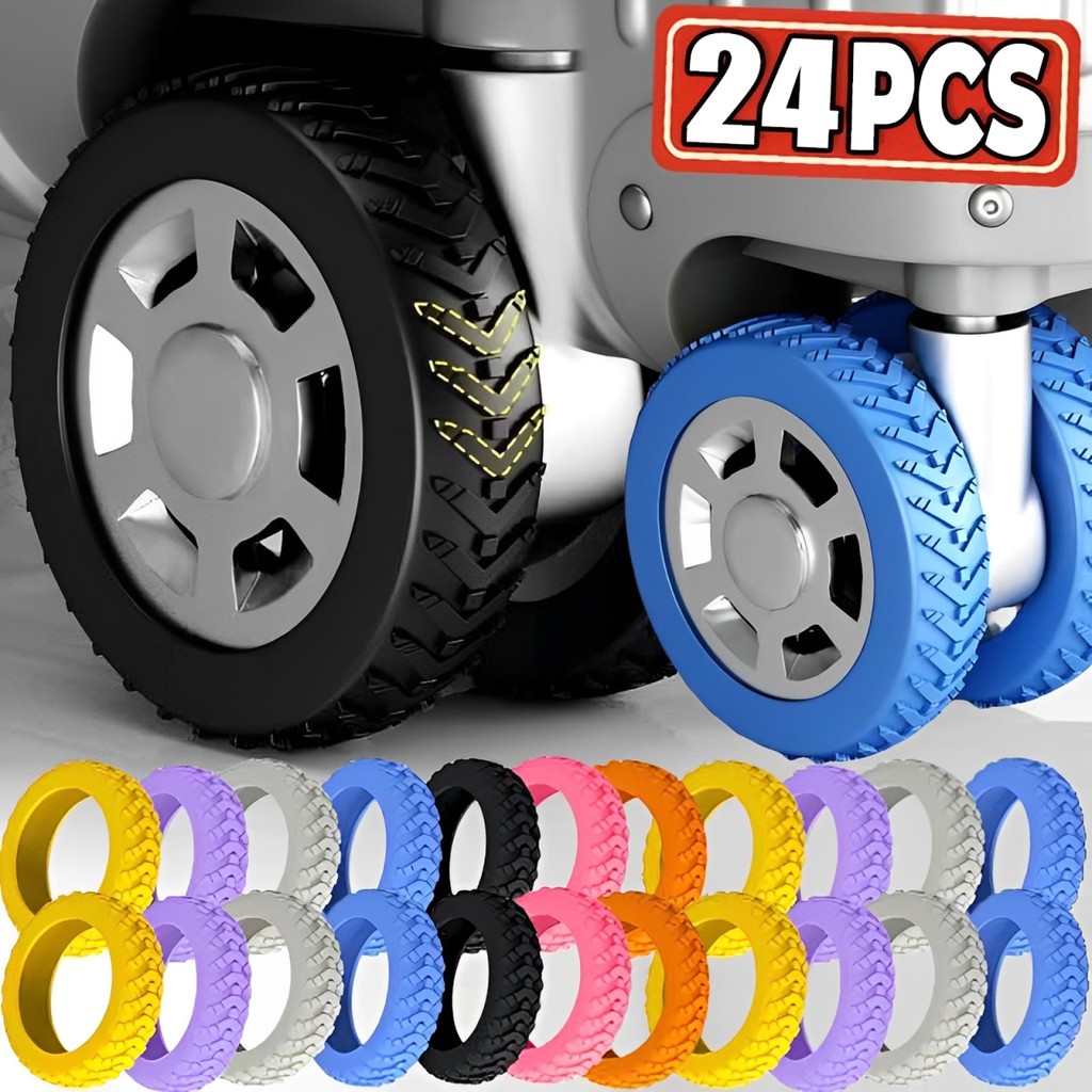 1/24Pcs Thicken Texture Silicone Wheels Protector For Luggage Reduce Noise Travel Luggage Wheels Cov