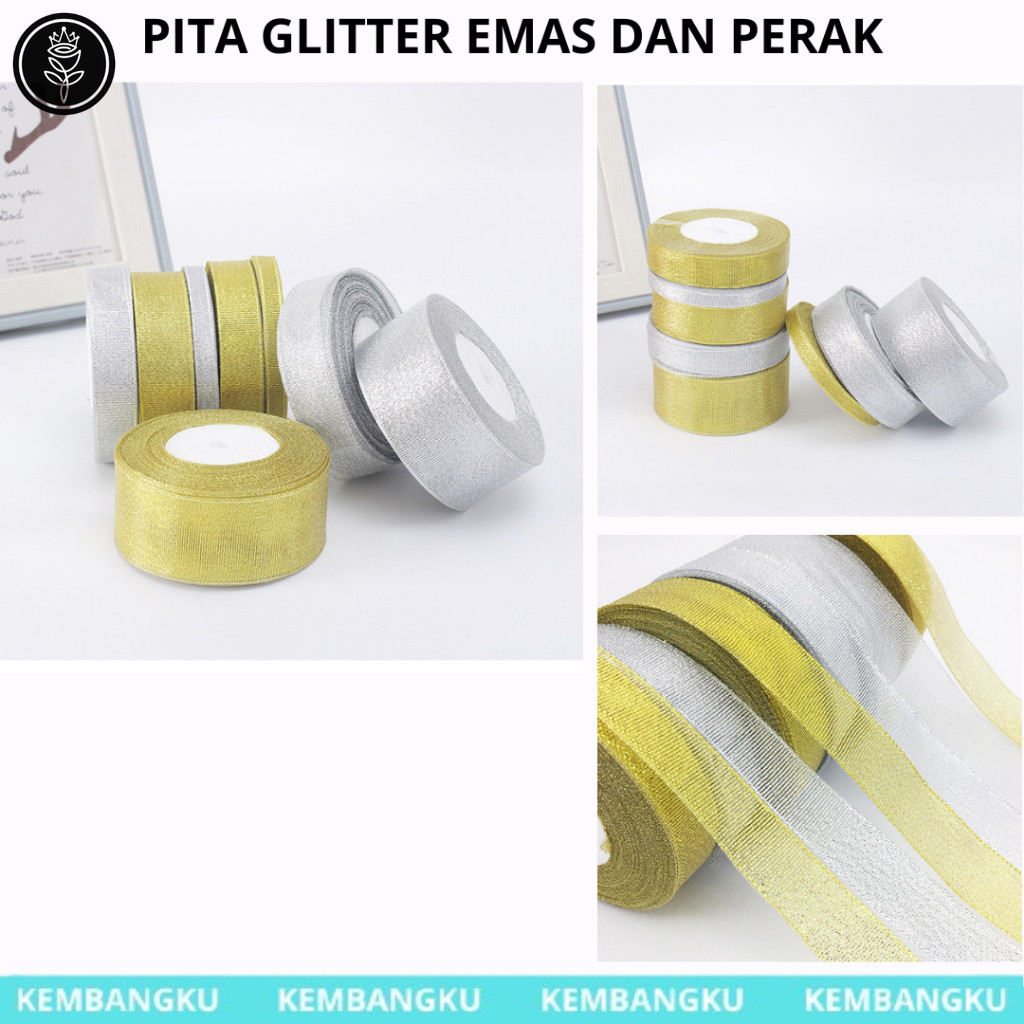

PITA GLITTER EMAS DAN PERAK GLITTER RIBBON GOLD SILVER (22M/ROLL)