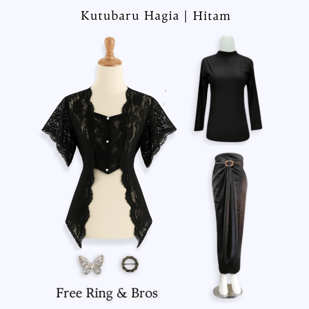 Setelan Kebaya Brukat Kutubaru Modern | Outer + Rok Lilit Kondangan/Wisuda Simpel elegan