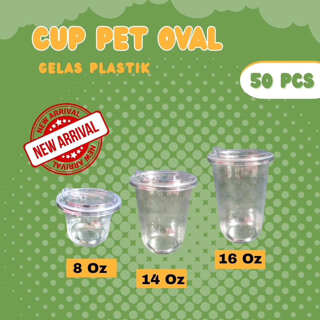 Cup Gelas PET Oval /Cup Oval/Tutup cup PET/Tutup gelas starbucks/Sippy PET/Tutup cembung
