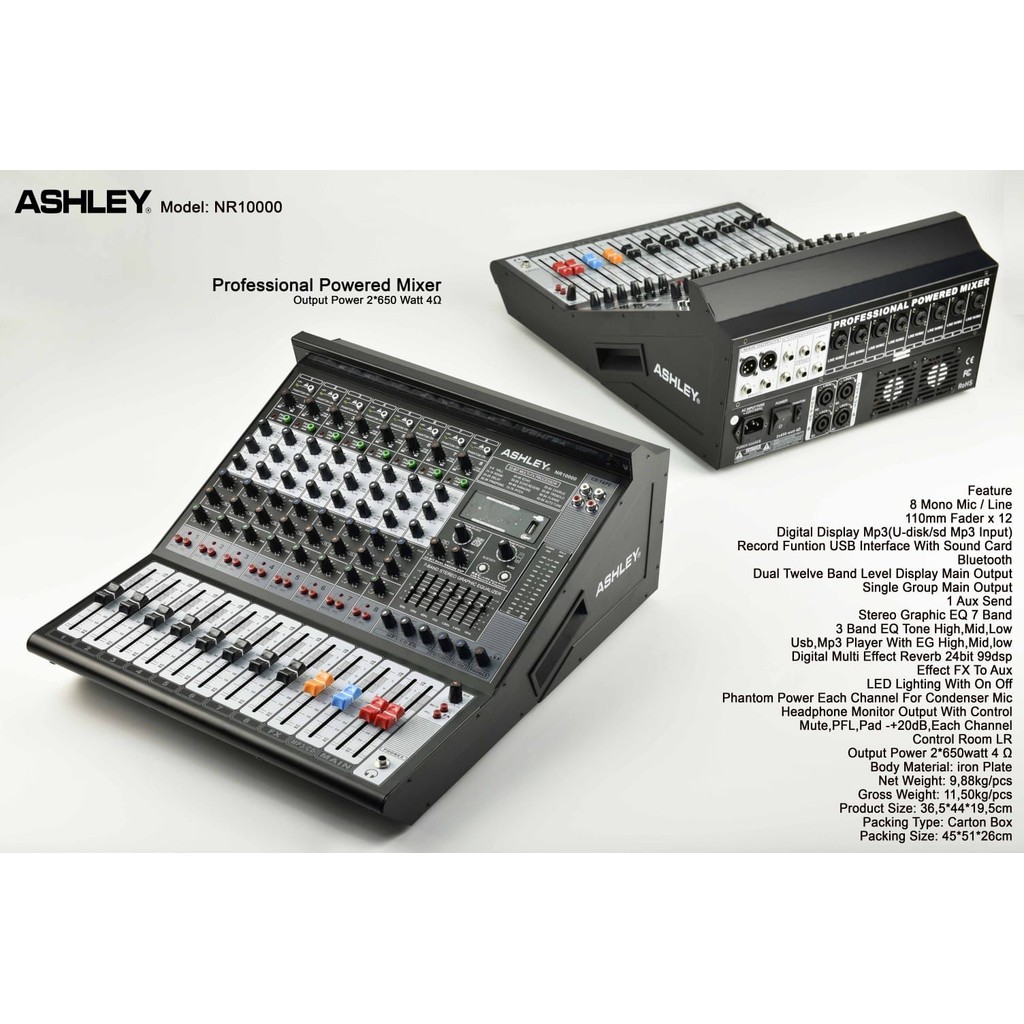 POWER MIXER 8ch ASHLEY NR 10000 POWER MIKSER ASHLEY NR10000 ORIGINAL 8 CHANEL TENAGA BESAR