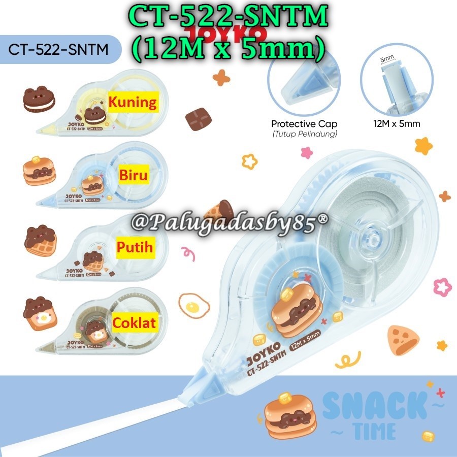 

(1 Biji) Correction Tape Joyko CT-522-SNTM (12 M x 5 mm) / Pita Koreksi Joyko CT-522 Snack Time