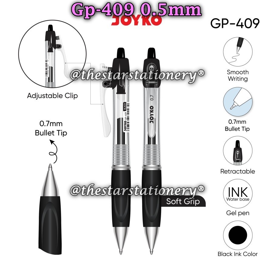 

(1 Biji) Bolpen Joyko GP-409 0.7 mm Gel Pen / Gel Pen Joyko GP409 (1 Biji)