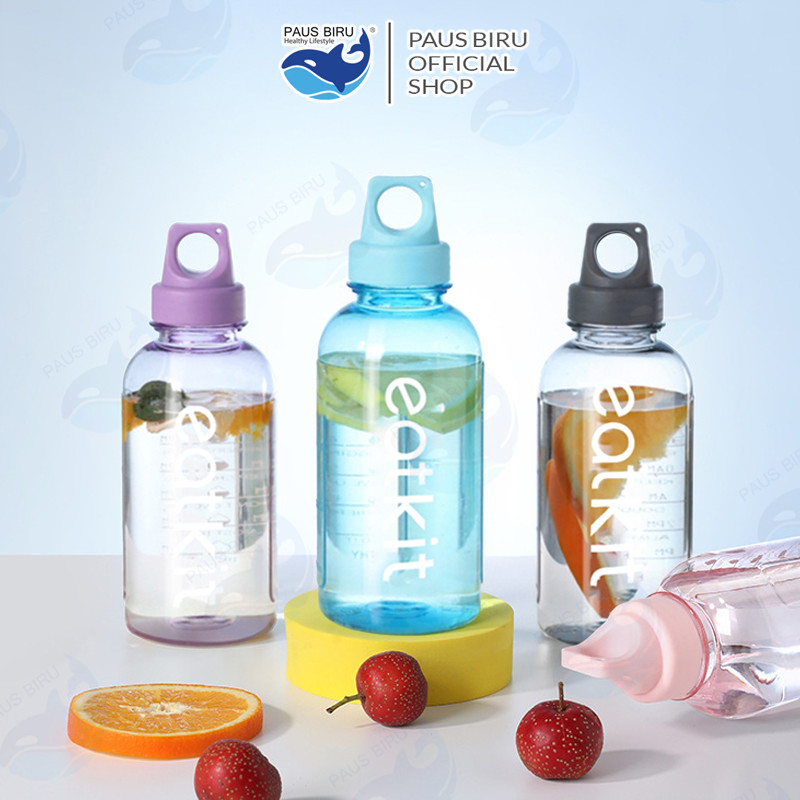 Paus Biru - Botol Air Olahraga Kapasitas Besar Gym Botol Air Luar Ruangan Plastik Anti Tumpah Portab