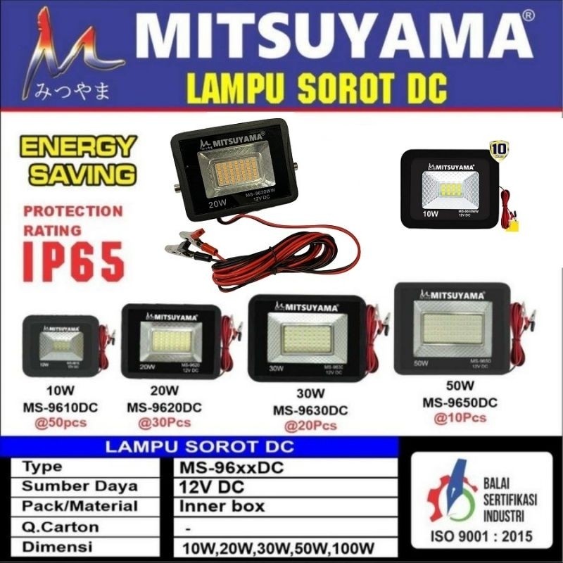 Lampu Sorot LED DC 50 Watt 30 Watt 20 Watt 10 Watt Aki Cahaya Putih Kuning Lampu Sorot DC LED 50Watt