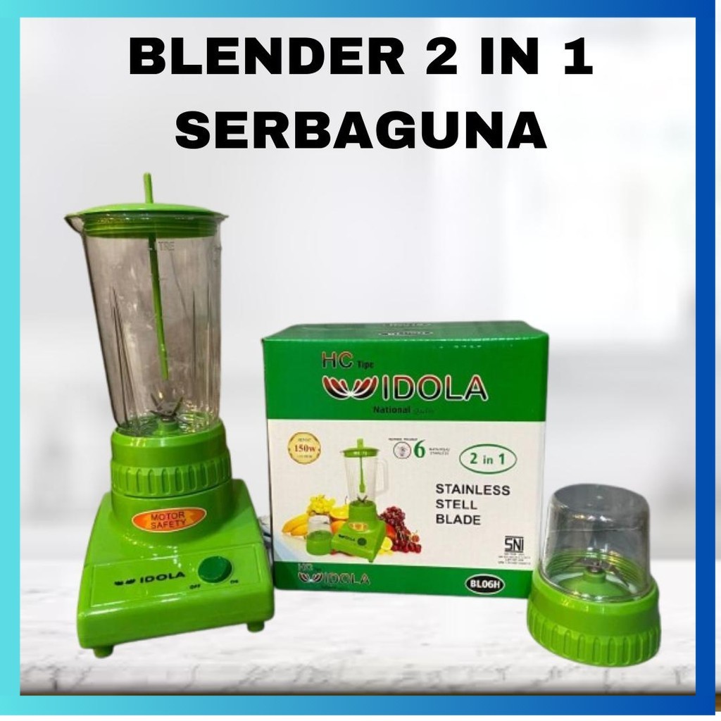 Zenith - [BISA COD] IDOLA Blender 2in1 Bahan Plastik Low Watt Dengan Grinder 4 Mata Pisau Stainless 