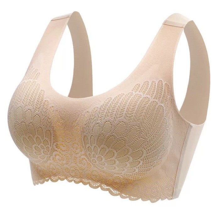 [4.0] PREMIUM SEAMLESS BRA LATEX THAILAND - ANTI KENDOR - TANPA KAWAT - Nude, XL