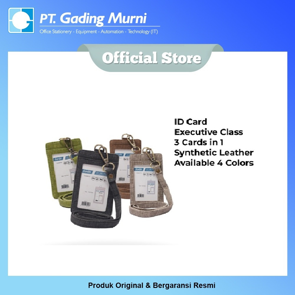 

Bantex Leather Name Tag ID Card Holder Kulit Sintetis Lanyard Tali
