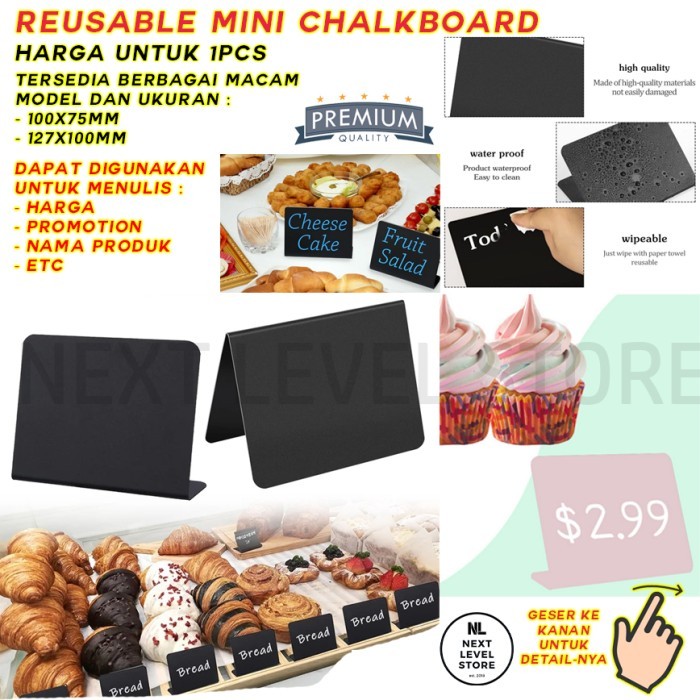 

Mini Chalkboard Papan Tulis Menu Label Harga Stand Display Plastik PVC Spidol