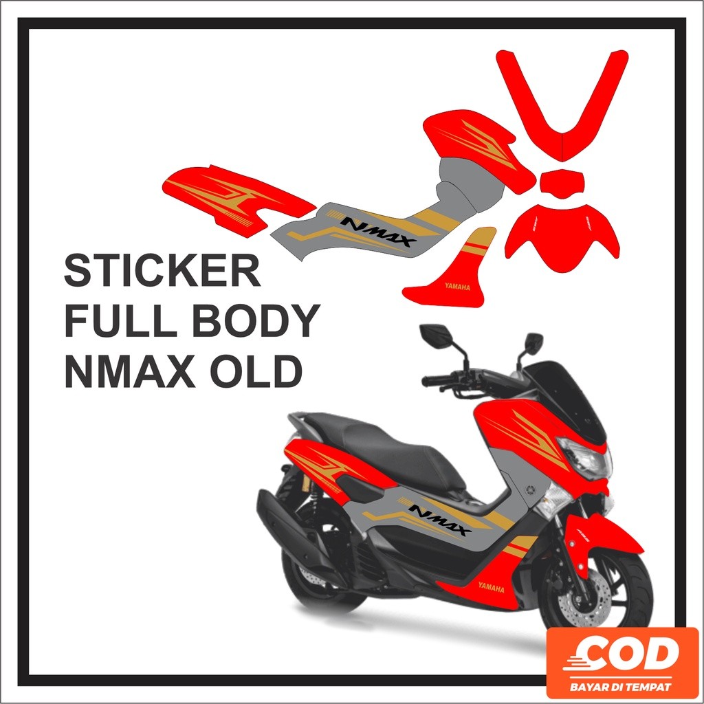 Decal Stiker Setiker Motor NMAX OLD Full Body Sticker NMAX Lama Motif Garis Merah Corak