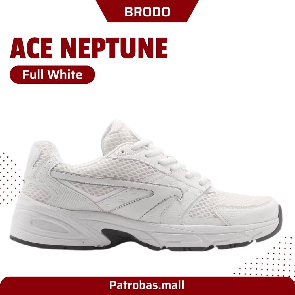 BRODO Ace Neptune Full White Original Sepatu Sneakers Casual Sport Pria Wanita Putih