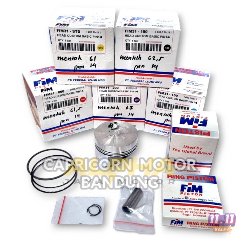 FIM IZUMI Piston Kit MENTAH CUSTOM 61 61.5 62 62.5 63 PEN 14 FIM31 MENTAHAN