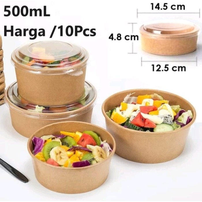 

LL Paper Brown Salad Bowl + Tutup 500 mL Rice Bowl Paper Brown Kraft 10pc