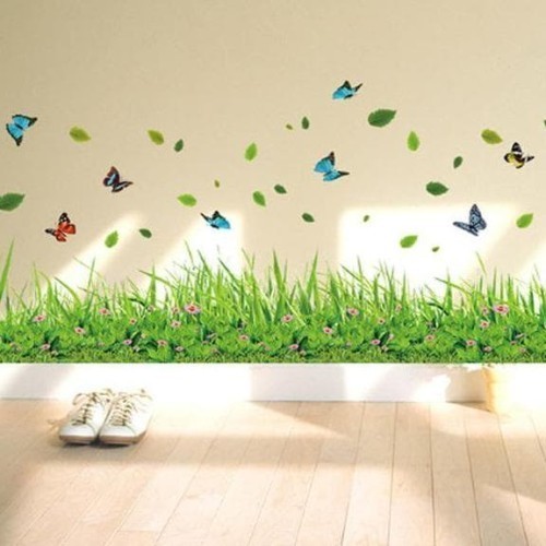 ORI~aikshop20_store Wall Sticker Decor Rumput Tempelan Dekorasi Stiker Dinding Kamar Hotel - Bunga P