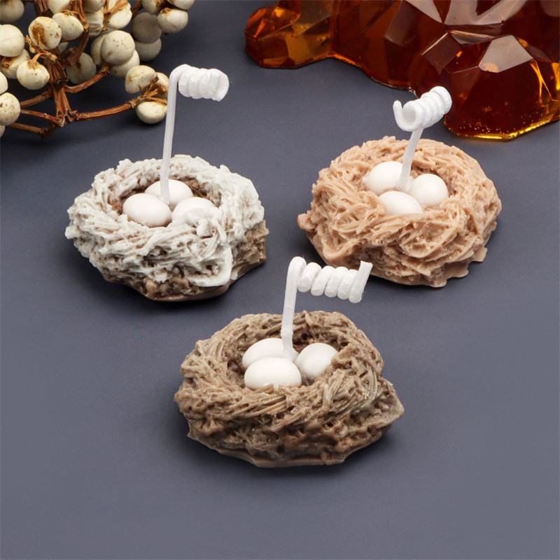 

DIY Simulation Bird Egg Candle Silicone Mold 3D Bird's Nest Design Desktop Decoration for Handmade Soap Scented Candles Making