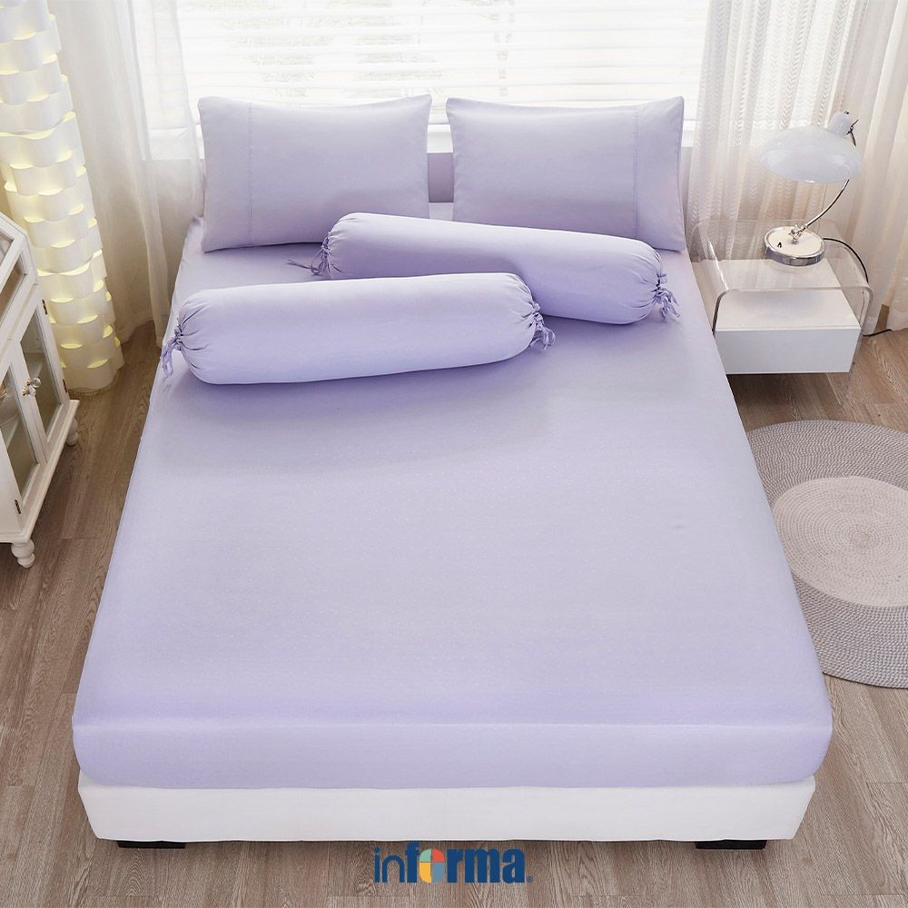 Informa Set Seprai Microfiber Emboss Ungu Violet King Queen Single 180X200 160X200 120X200 100X200 S