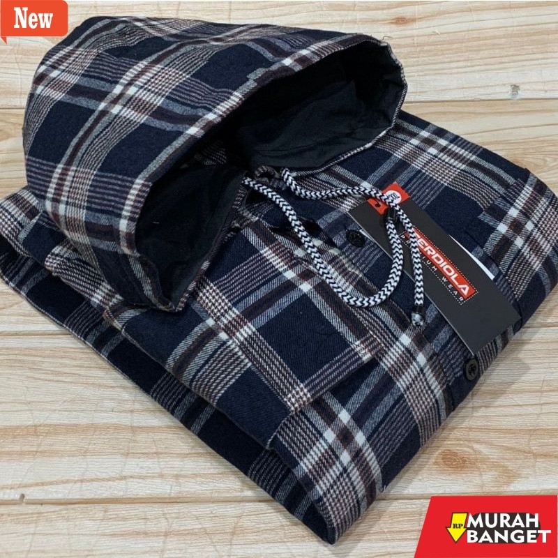kemeja kotak kotak cowok Hem kemeja flanel hoodie size jumbo 2XL-4XL lengan panjang
