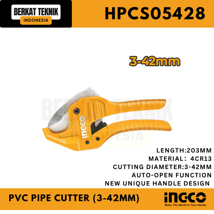 

PVC Pipe Cutter (3-42mm) - Gunting Pemotong Pipa Air - INGCO HPCS05428